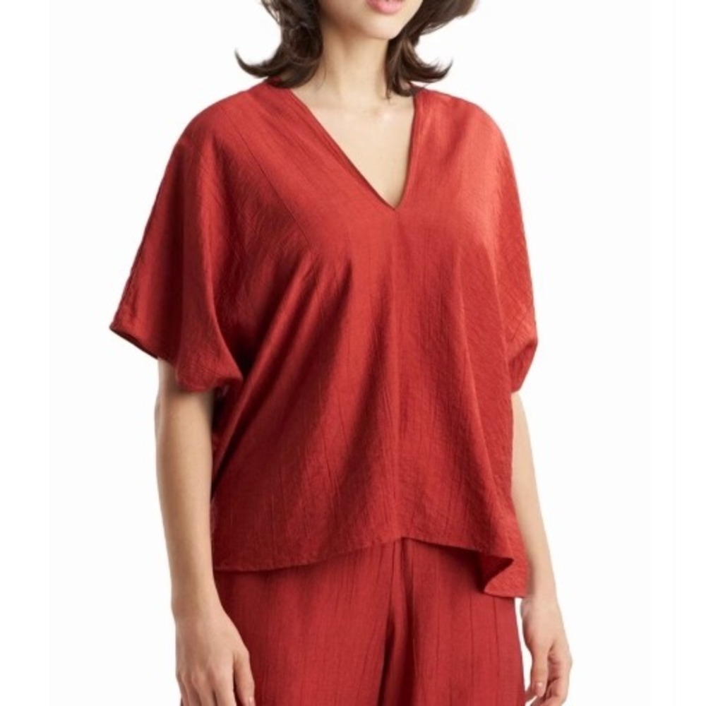 J. Jill Women's One Size Red Knit Merino Wool Tencel Poncho Sweater